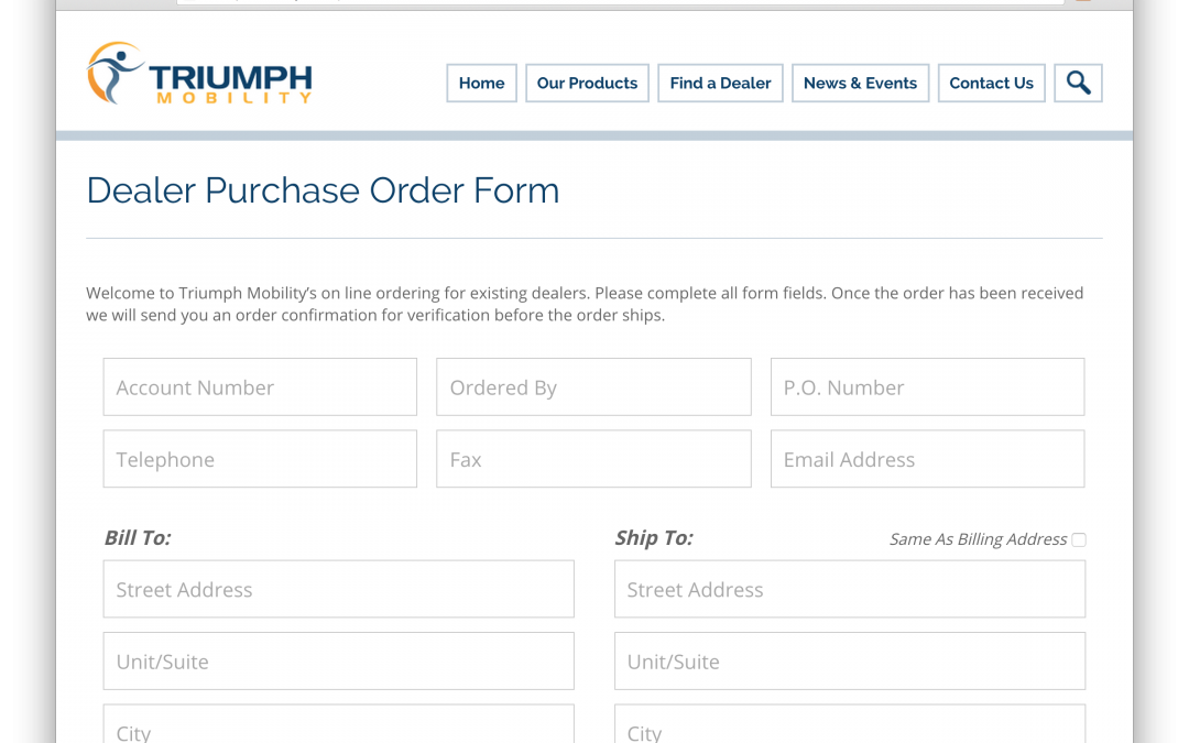 New Online P.O. Form for Dealers – another convenient way to place your orders!